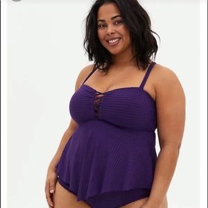 Torrid size 2 (18-20) Purple Wireless Tankini Top NWT